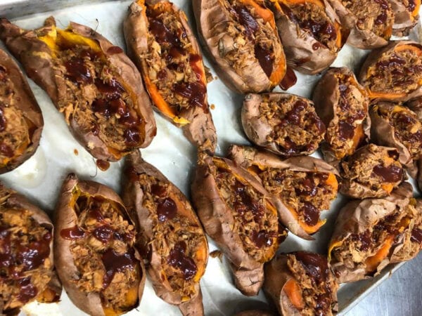 Barbecue-stuffed sweet potatoes