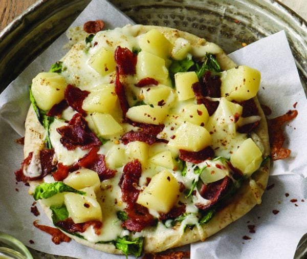 Pear and bacon flatbread