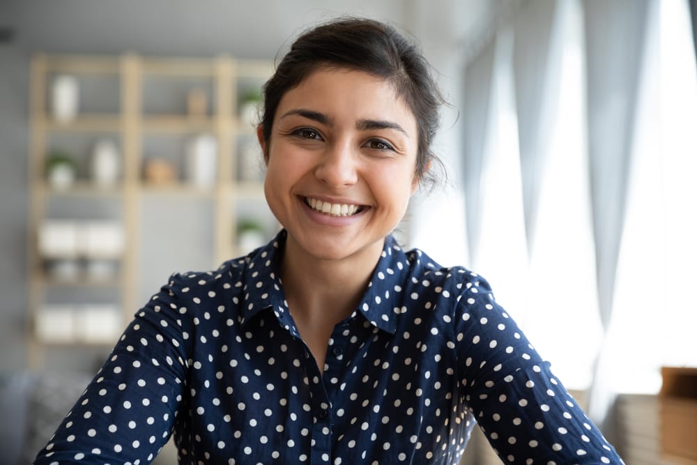 Happy,Young,Indian,Woman,Blogger,Applicant,Teacher,Sit,At,Home