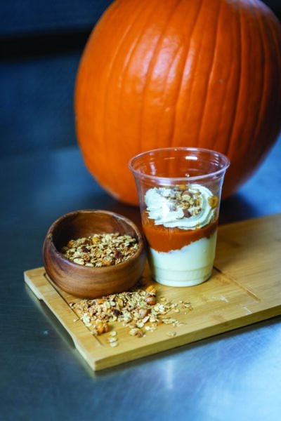 Chickpea granola with pumpkin yogurt parfait
