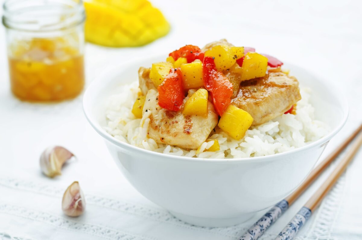 mango chicken stir fry with rice