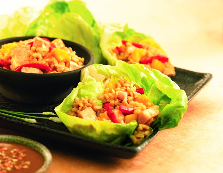 Thai Chicken and Rice Lettuce Wraps