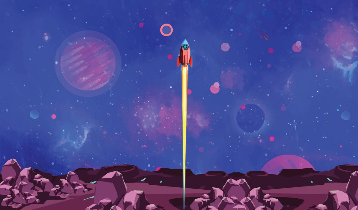 illustration of a rocket ship taking off