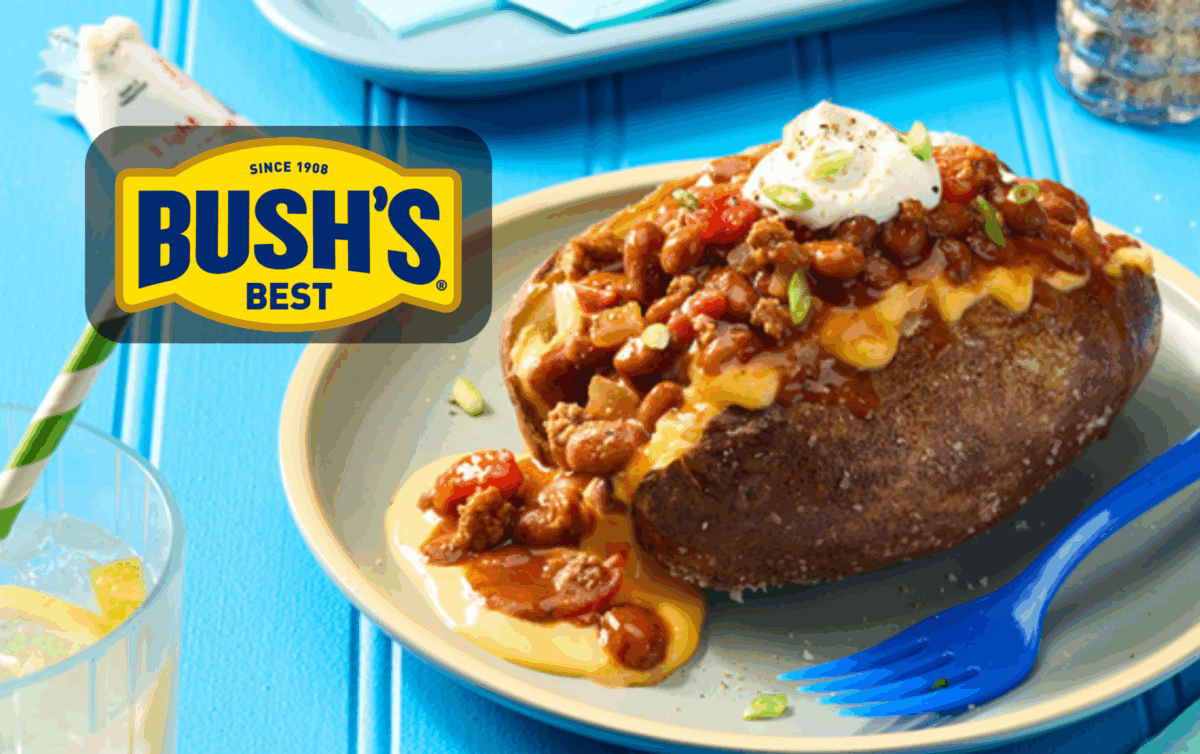 Bush's Best fully loaded chili cheese baked potato