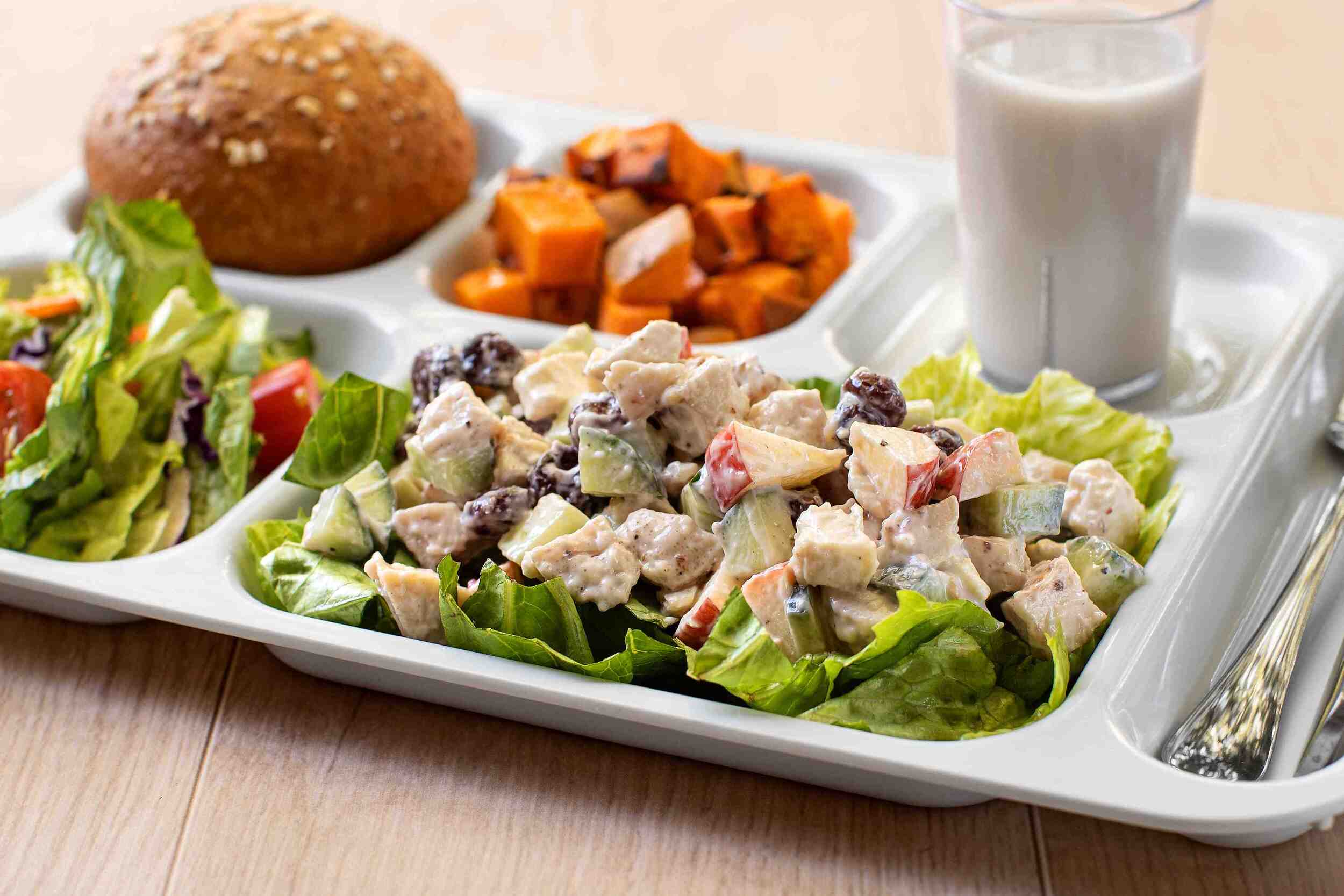 chicken salad with apple, cranberry and feta